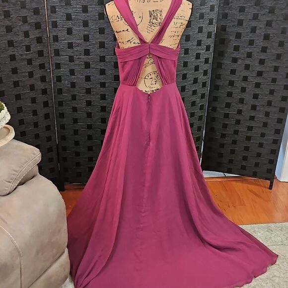 Azazie Women's Purple Maxi Gown Size A10 - Picture 5 of 14